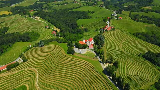 Aerial drone footage of Jeruzalem. Jeruzalem is a small settlement in the eastern part of the Slovene Hills (Slovenske gorice) in the Municipality of Ljutomer in northeastern Slovenia.