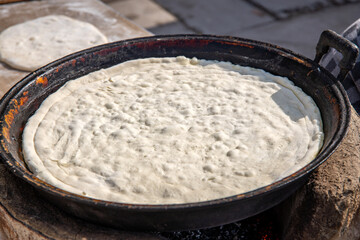 Flatbread food made on Chinese streets