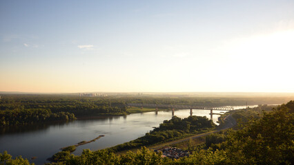 Sunset over the river. Ufa