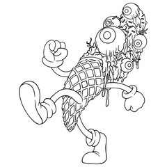 coloring illustration of eyes ice cream mascot