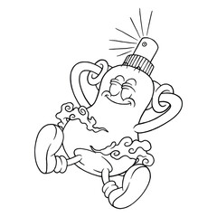 coloring illustration of cartoon relaxed perfume bottle mascot 