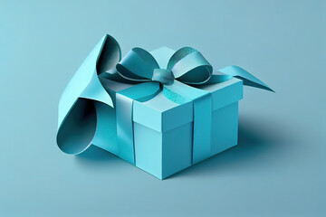 blue square gift box . Generative Ai