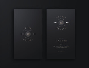 A black and gold white vertical business card  editable template