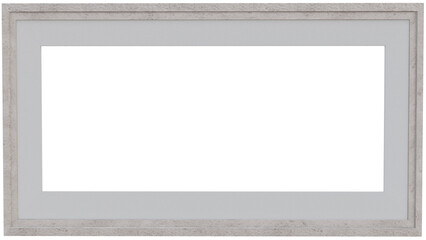 Obraz premium white wooden photo frame with inner white paper frame as transparent png file.