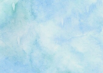 Abstract blue green pastel watercolor stains background on watercolor paper textured for design templates invitation card
