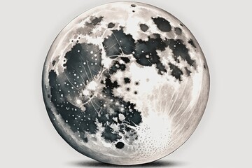 White background with an illustration of the full moon. Generative AI