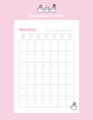 (Smile Bean) monthly planner. Plan your day more easily and more happiness.