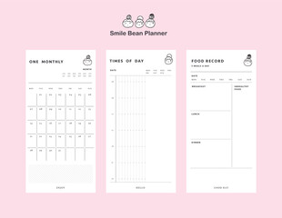 (Smile Bean) one monthly and time of day and food record memo list. Plan your day more easily and more happiness.