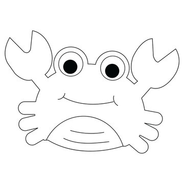 Red crab cartoon isolated on white background. Vector. Cute crab. Kid drawing. Line drawing illustration.