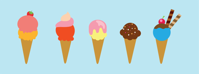 Set of ice cream cones.