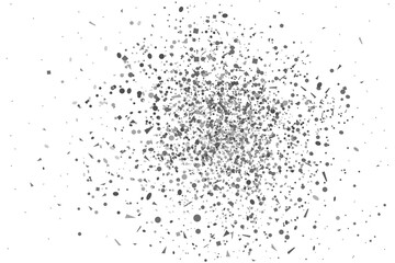 Obraz premium Multicolored monochrome confetti on isolated white background. Geometric holiday texture with glitters. Image for banners. Black and white illustration