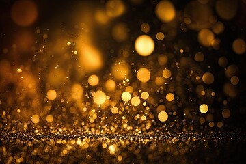 Xmas Abstract glitter or sparkles in a golden color. background of festive gold. Bokeh or particles that are out of focus. Design template. 2020. Generative AI