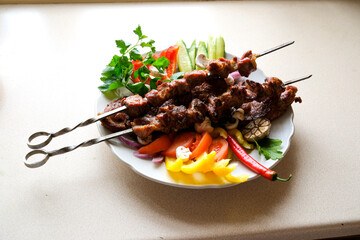 most important meat dish of Turkish cuisine kebabs is a rich product that is cooked on embers Shish...