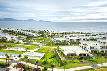 Fototapeta na wymiar Overview of 5-star Alma resort located on the famous Bai Dai beach of Cam Ranh district, province Khanh Hoa, Vietnam
