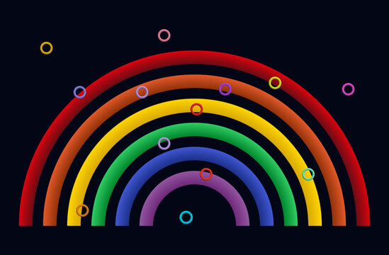 LGBT Pride, rainbow 3d. Spectrum of bright iridescent colors. The concept of free love and community. Vector banner, month of human rights and tolerance holiday. Rainbow multi-colored arch LGBTQ 3d.