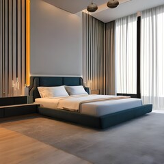 1 A sleek and modern bedroom with clean lines and simple furniture3, Generative AI