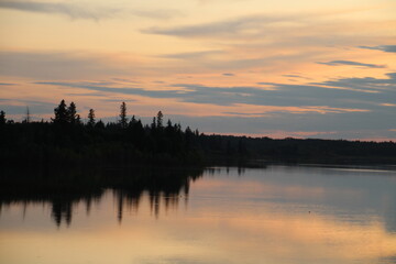 Obraz premium Calm Sunset, Elk Island National Park, Alberta
