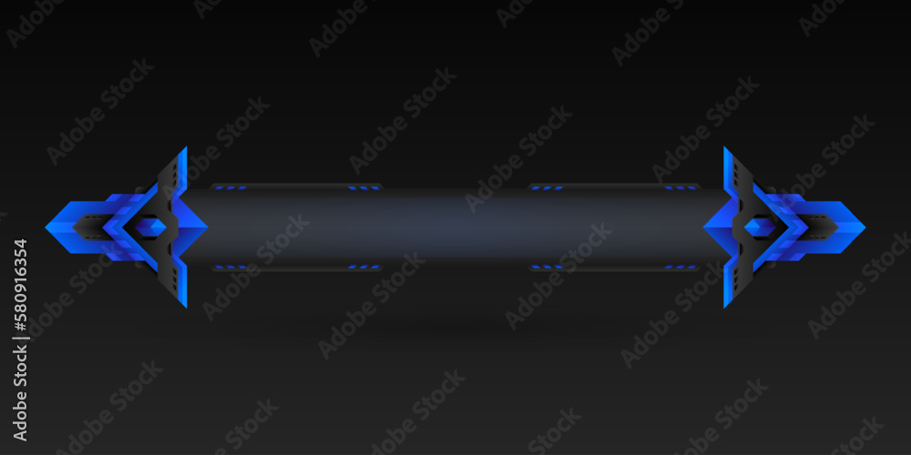 Wall mural abstract blue border lower third futuristic game interface screen title banner template
