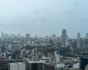Obraz premium 大阪城天守閣から見る大阪都市風景