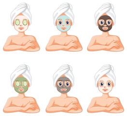 Collection of Women Relaxing with a Face Mask Treatment