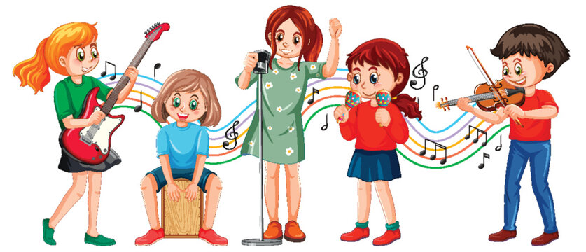 Kids music band cartoon character