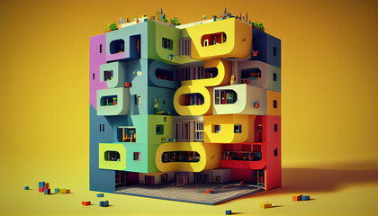 multi colored building modern style ,generative AI