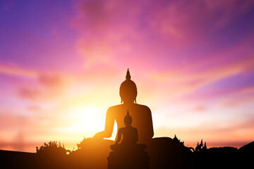 Silhouette of Buddha.end of Buddhist Lent