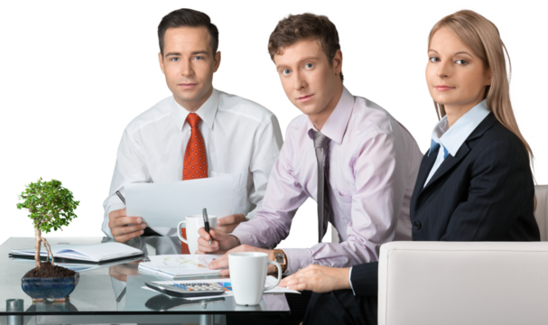 Business people making report at table with laptop on table