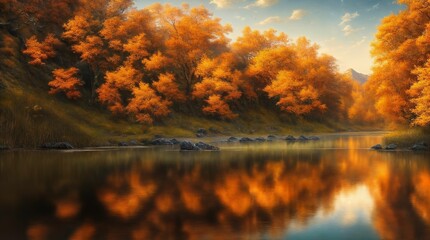 autumn forest and lake