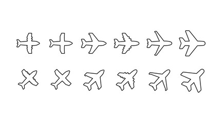 set of plane line icon vector