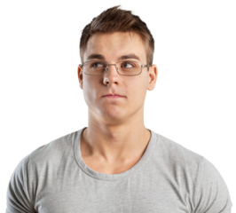 Young handsome man with eyeglasses on background
