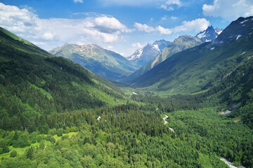 Naklejka na ściany i meble Landscape of green valley in mountain.