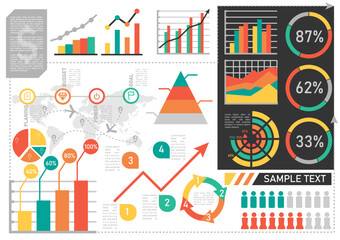 Statistic infographic element template. Data presentation visualization chart vector illustration.