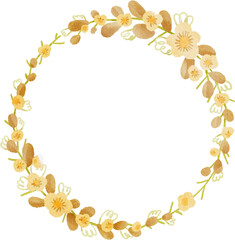 watercolor flower leaf wreath element circle brown tone
