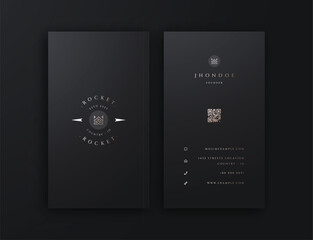 A black and gold white vertical business card  editable template