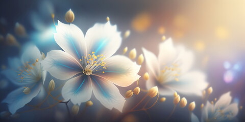 Softly Focused Delicate Flower Background - Wide Angle Shot Generative AI