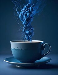 illustration, in drawing, of cup of steaming coffee generated in ai,