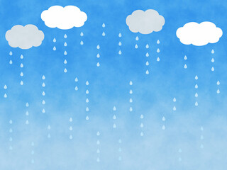 Raindrops of the rainy season falling from the clouds in the cloudy sky