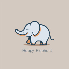 Cute elephant. Vector illustration in flat style. Design element.