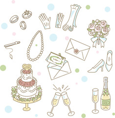 結婚式のアイコンイラストセット