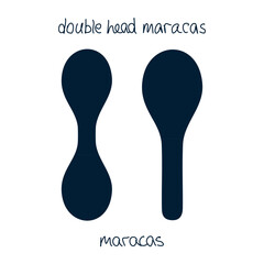 Hand drawn toy musical instruments for kids. Flat vector maracas silhouette illustration