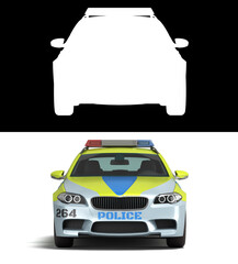 modern police car front view 3d remdr on white with alpha - 580928327