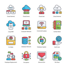 Network and communication  vector Fill outline Icon Design illustration. Network and communication Symbol on White background EPS 10 File set 3
