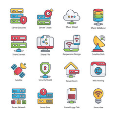 Network and communication  vector Fill outline Icon Design illustration. Network and communication Symbol on White background EPS 10 File set 4
