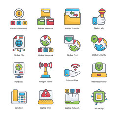 Network and communication  vector Fill outline Icon Design illustration. Network and communication Symbol on White background EPS 10 File set 2
