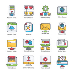Network and communication  vector Fill outline Icon Design illustration. Network and communication Symbol on White background EPS 10 File set 6

