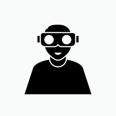 Virtual Reality Icon. 360 Degree View, Virtual Reality Helmet - Panorama  Illustration As A Simple Vector Sign & Trendy Symbol for Design and Websites, Presentation or Mobile Application.   