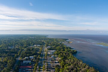 Aerial view of Daphne, Alabama on the eastern shore of Mobile Bay