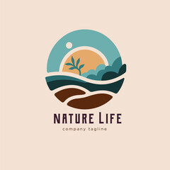 Nature life logo design template. Nature logo template. Vector illustration.