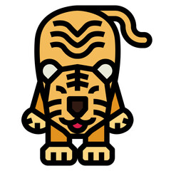 tiger filled outline icon style